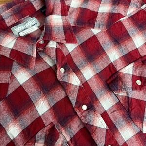 Wrangler Western Plaid Flannel Long Sleeve Snap Pearl Shirt Tall 2XLT 2XL Tall
